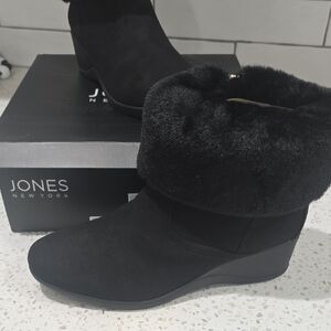 Jones New York Women's Black Faux Fur Boots